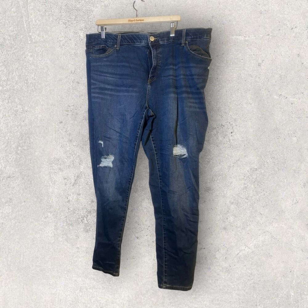 LuLaRoe Skinny Fit Jeans Sz 44 (23/24W) Dark Blue Stretch Denim NEW Distressed